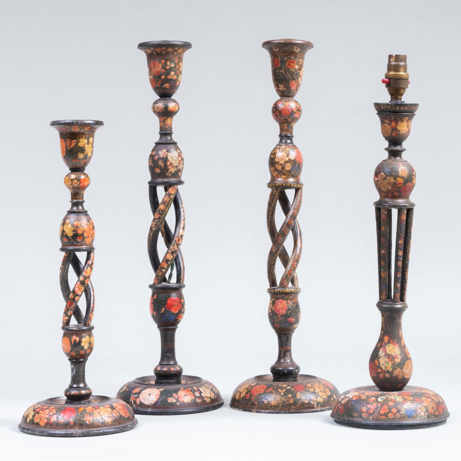 Group of Four Continental Lacquered Candlesticks (1 of 6)