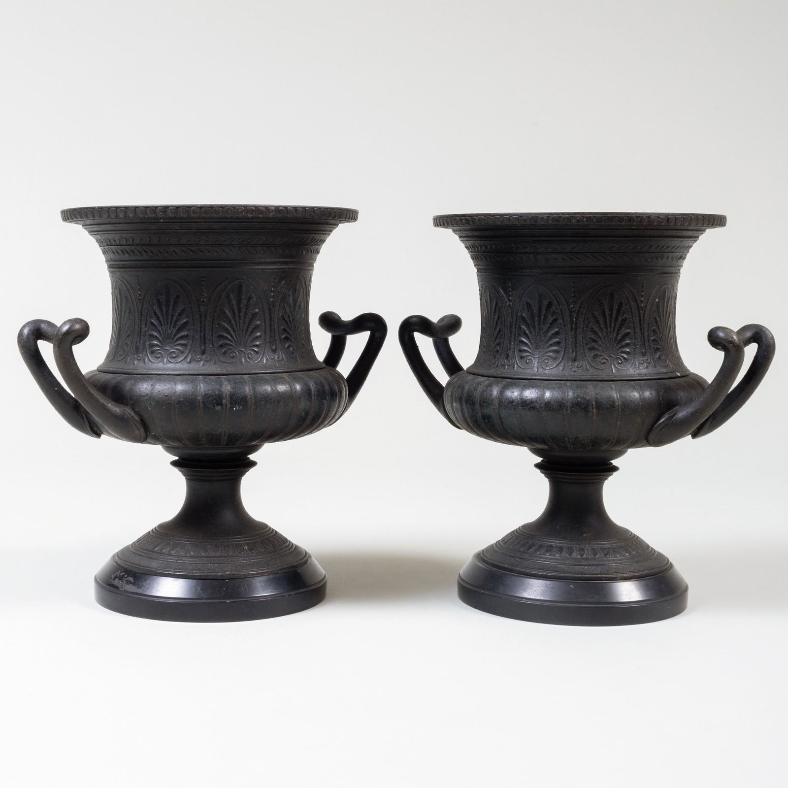 Pair of Cast Metal Campagna Urns, Possibly Italian (1 of 7)