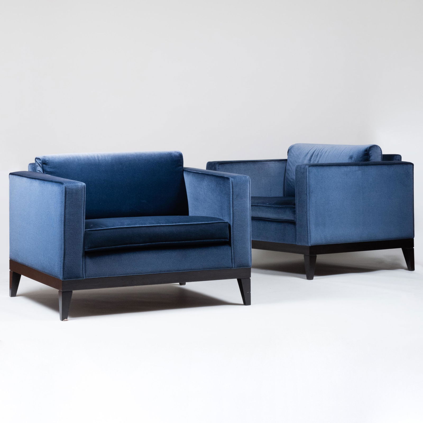 Pair of Large Modern Ebonized and Upholstered Club (1 of 18)