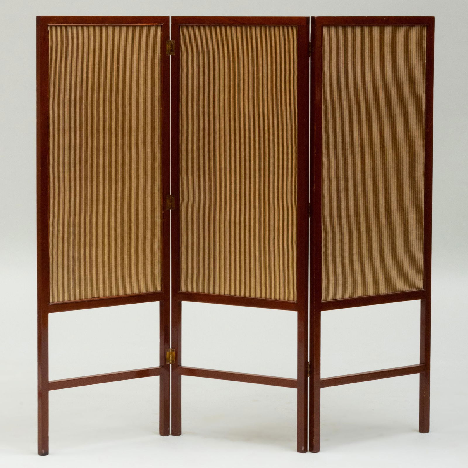Mahogany and Upholstered Three Panel Screen (1 of 3)