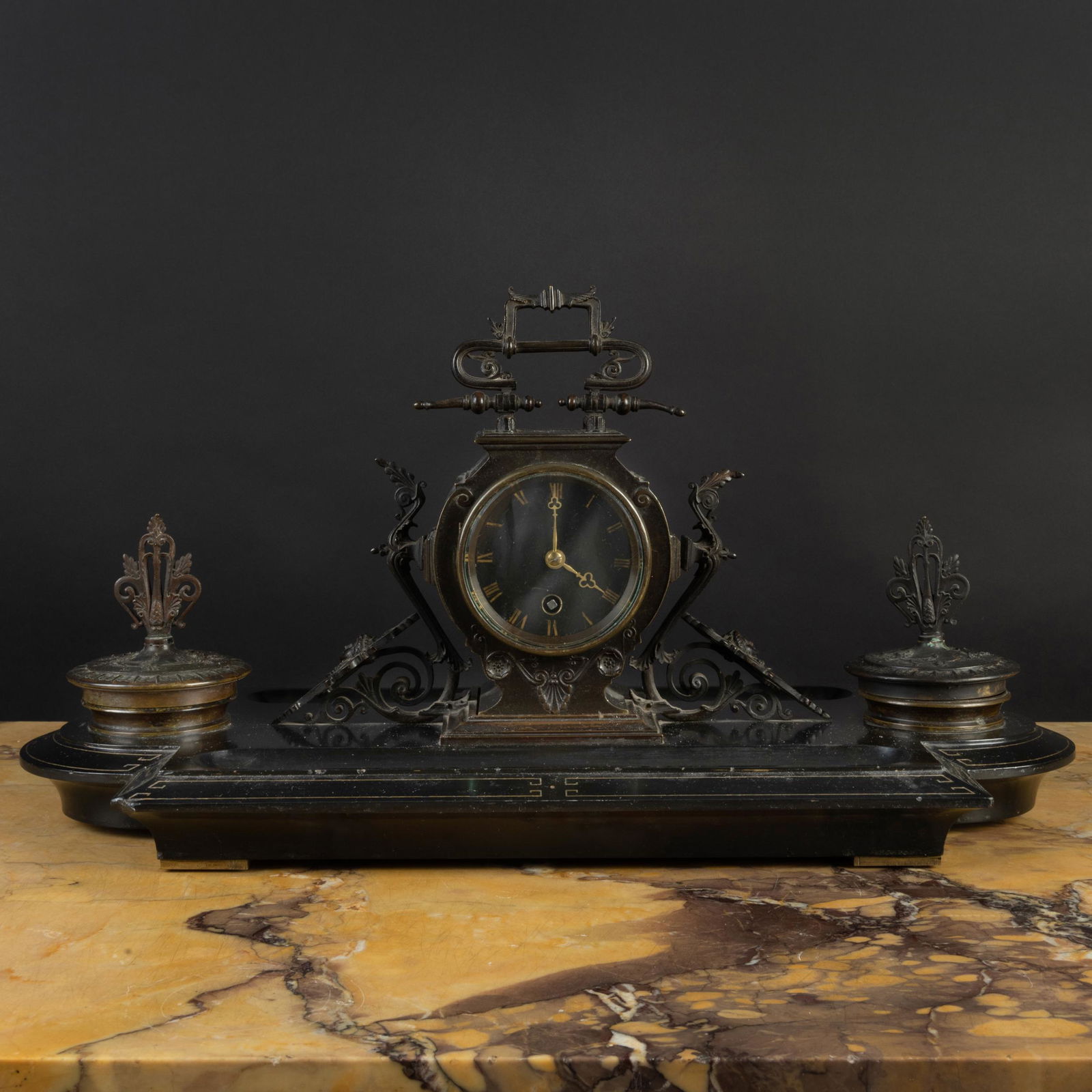 Napoleon III Bronze and Marble Inkstand, Pen Tray and (1 of 8)