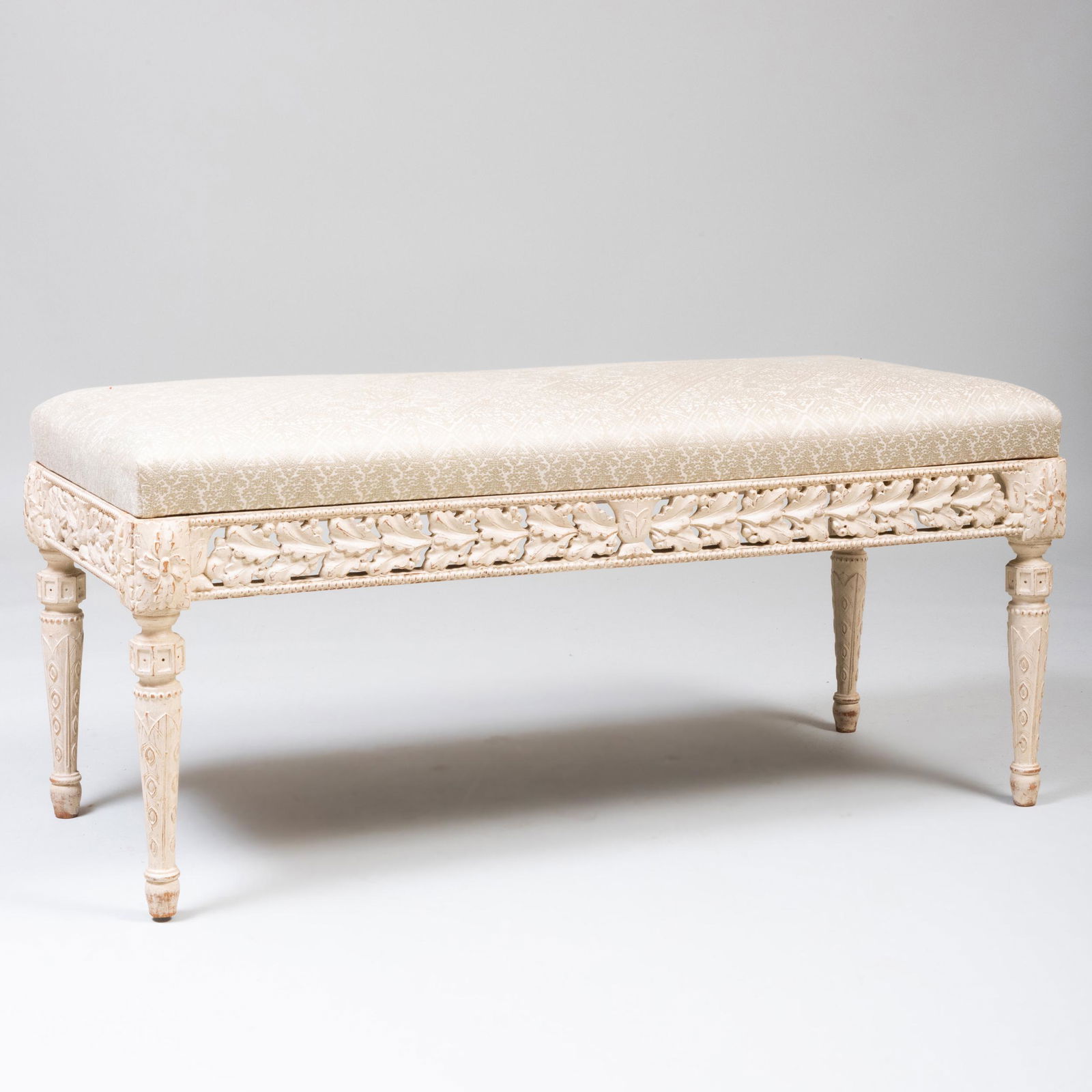 Louis XVI Style Painted Wood Bench (1 of 7)