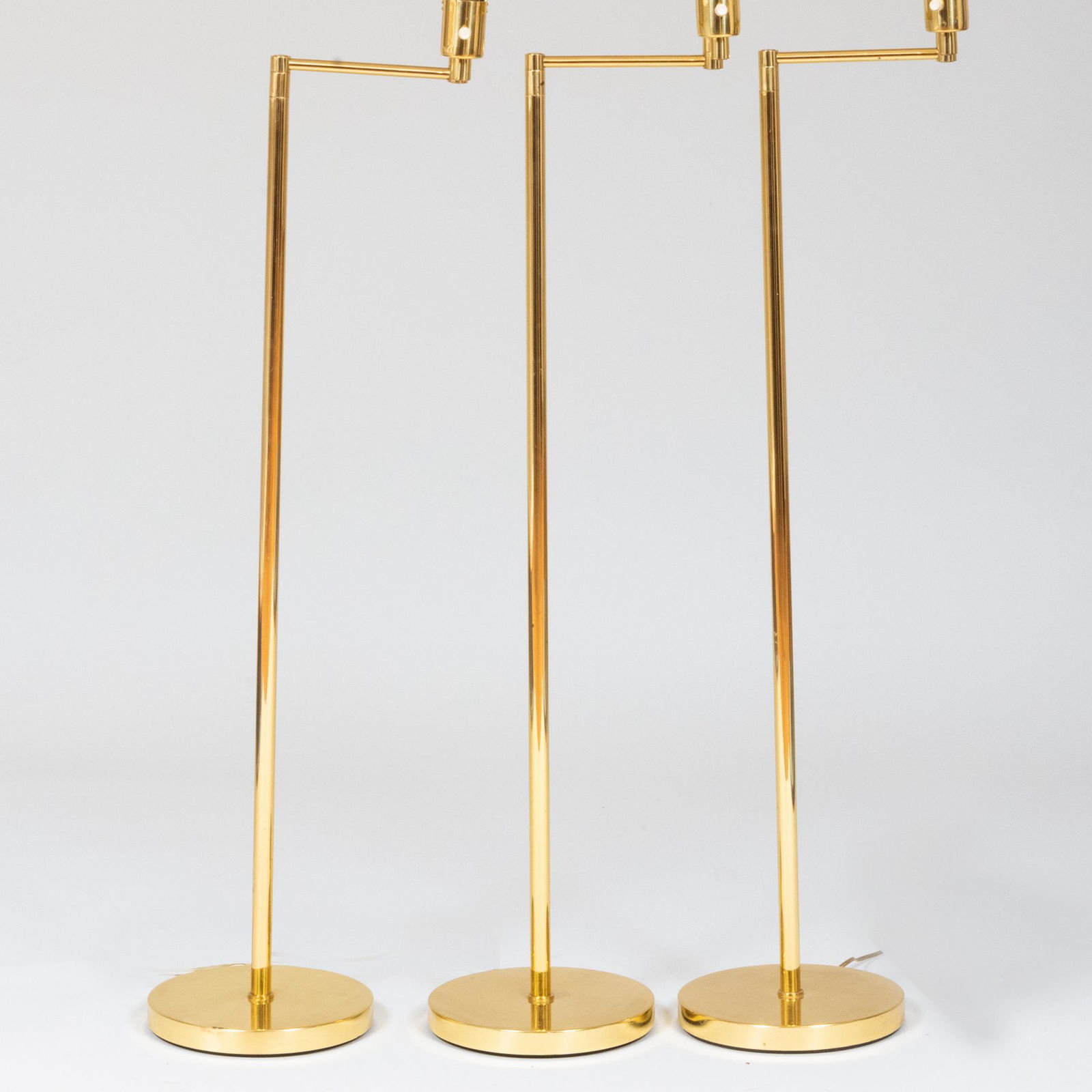 Group of Three Hinson Retractable Brass Standing Lamps (1 of 2)