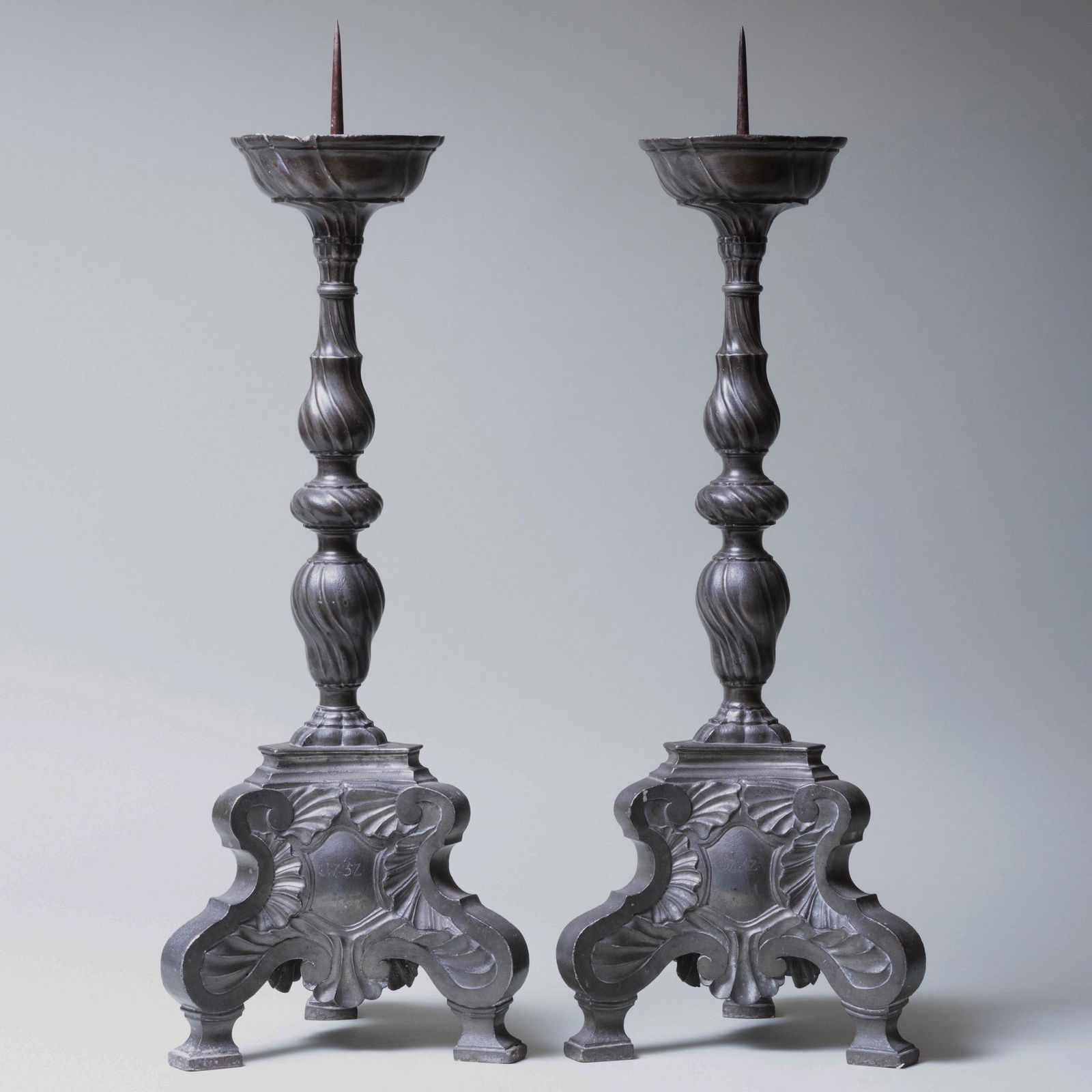 Pair of Baroque Style Cast Metal Pricket Sticks (1 of 9)