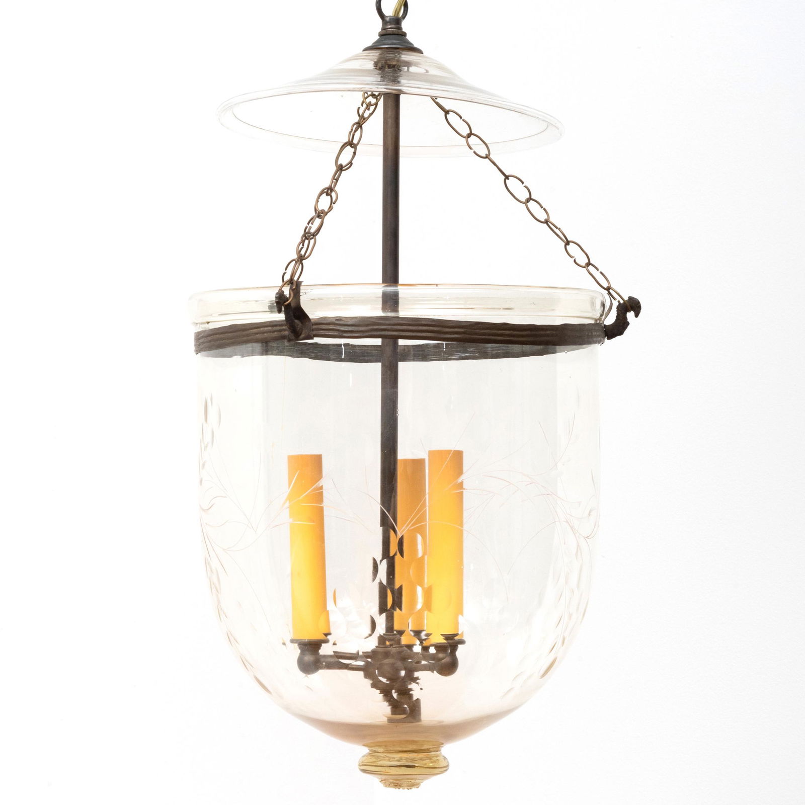 Two Patinated-Metal-Mounted Three-Light Hundi Lanterns (1 of 9)