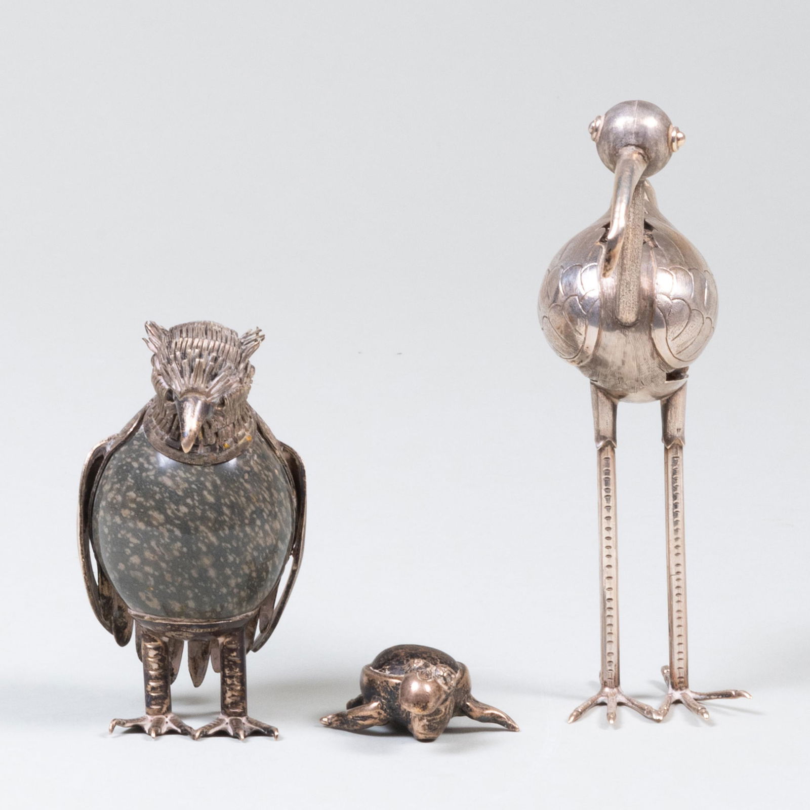 Two Mexican Silver-Mounted Hardstone Models of Birds (1 of 7)