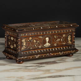 Italian Bone-Inlaid Walnut Box