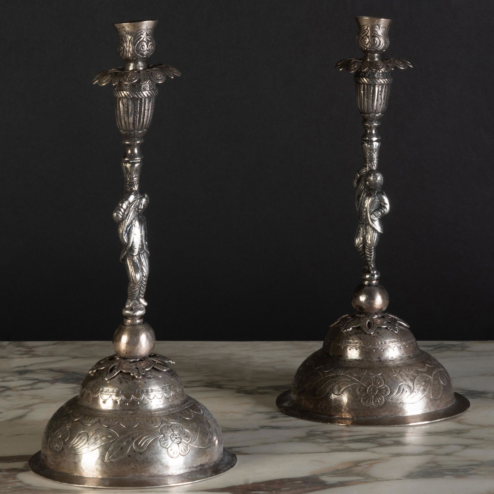 Pair of Spanish Colonial Style Silver Metal Etched (1 of 11)