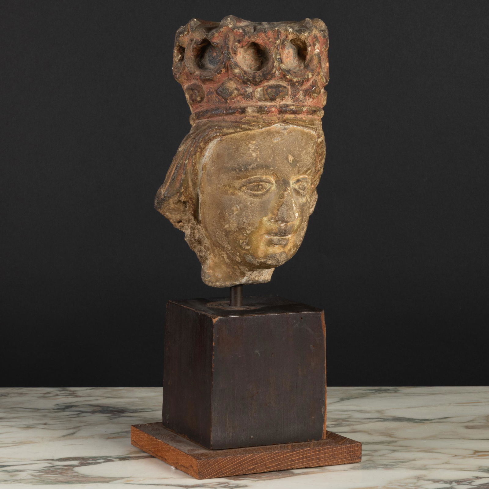 French Gothic Limestone Head of a King (1 of 8)
