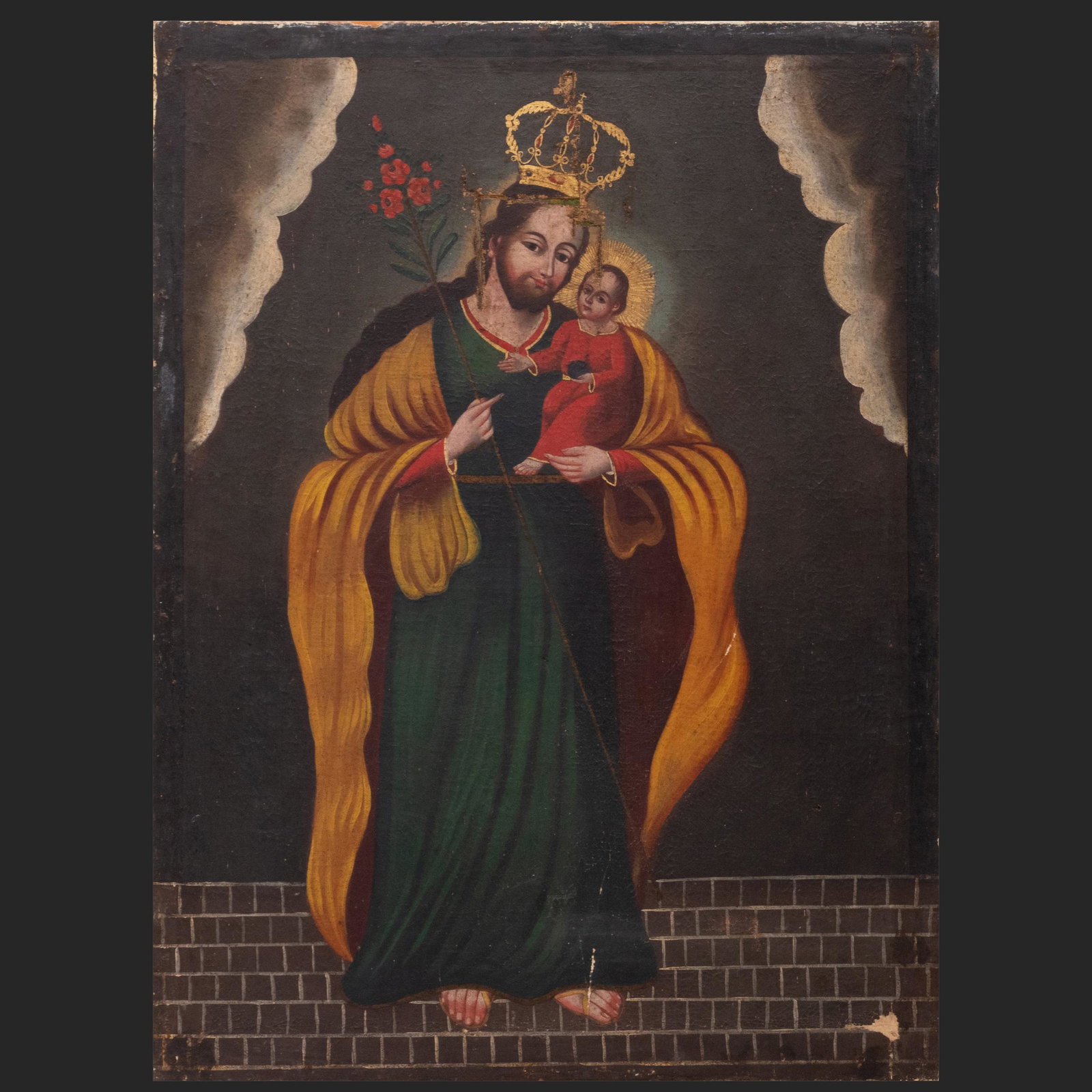 Spanish Colonial School: Christ As King Holding Baby (1 of 6)