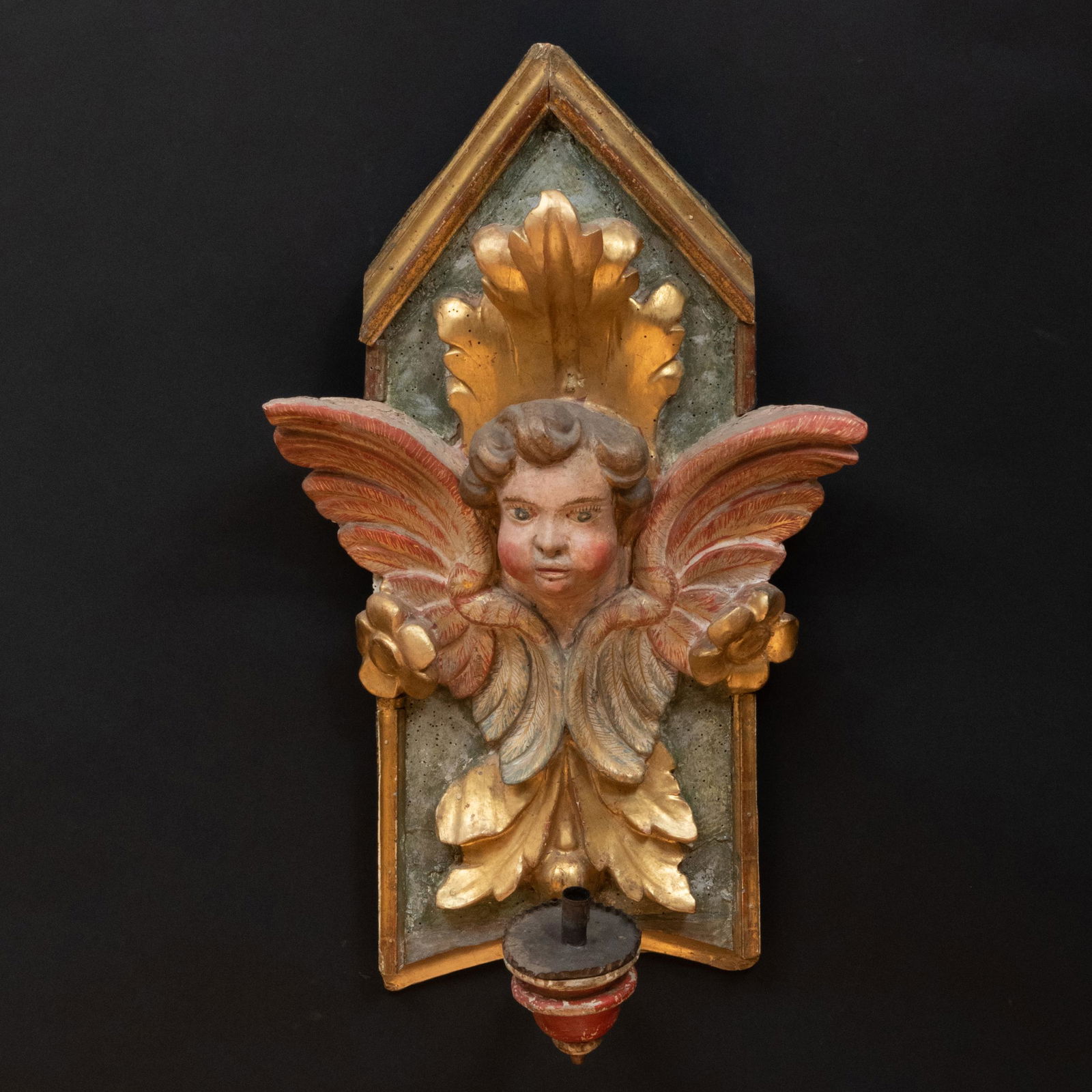 Italian Polychrome Painted and Parcel-Gilt Cherub (1 of 8)