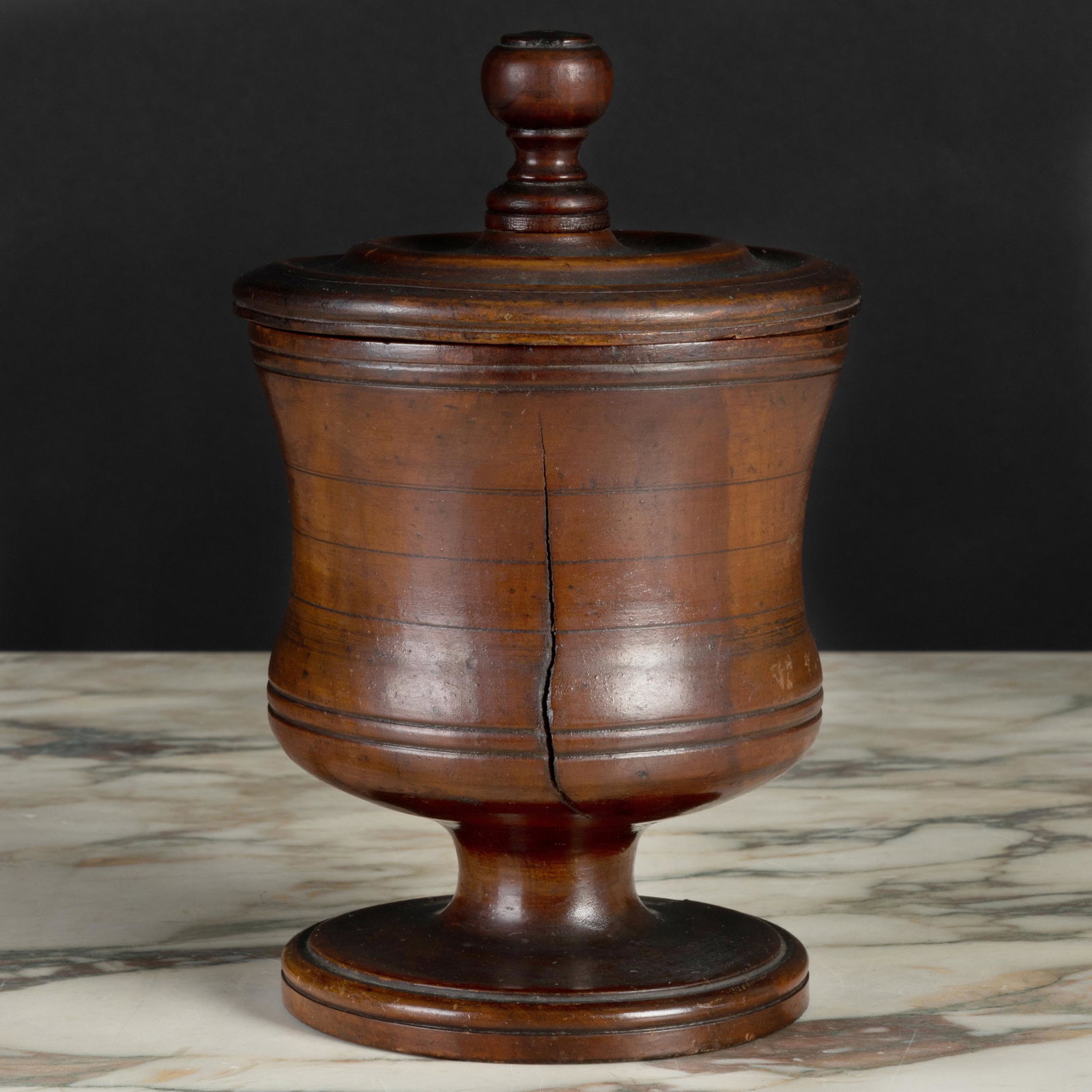 English Yewwood Covered Cup: English Yewwood Covered Cup 7 3/4 x 5 in. diam. European Works of Art from the Collection of Luigi Pellettieri