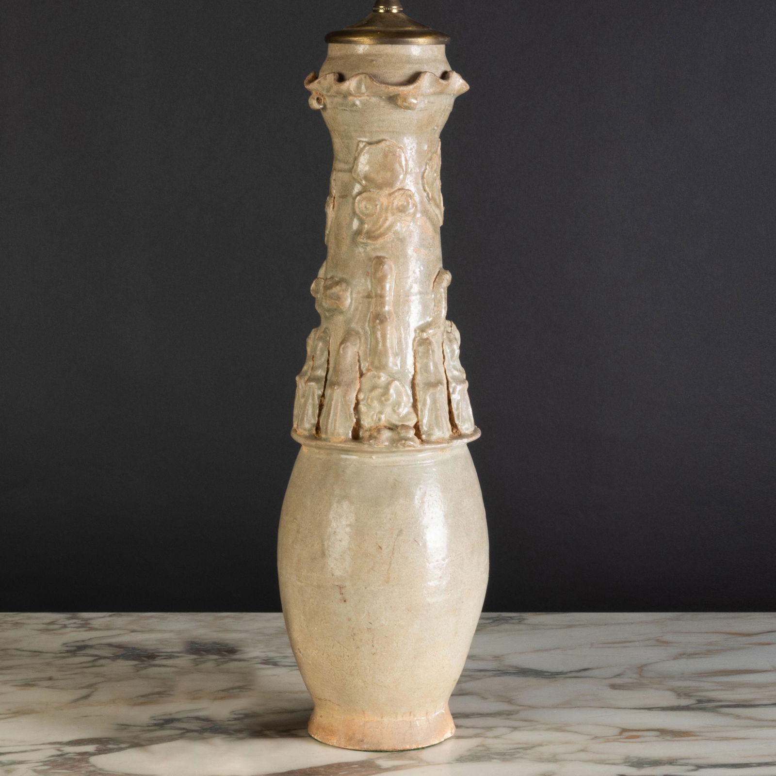 Chinese Celadon Glazed Earthenware Funerary Urn Mounted (1 of 9)