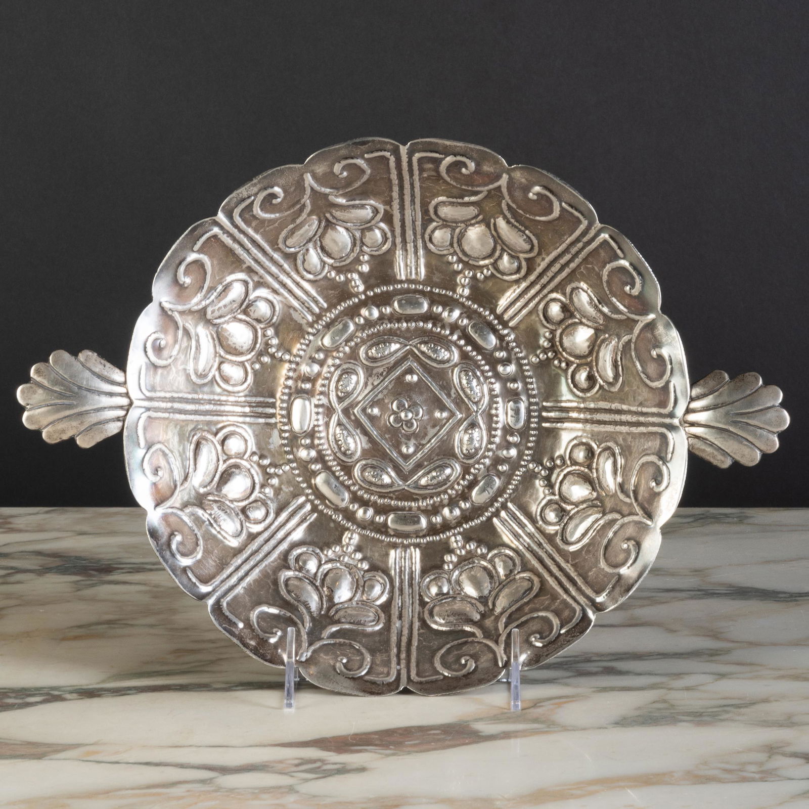 Spanish Colonial Style Silver Metal Repousse Two Handle (1 of 7)