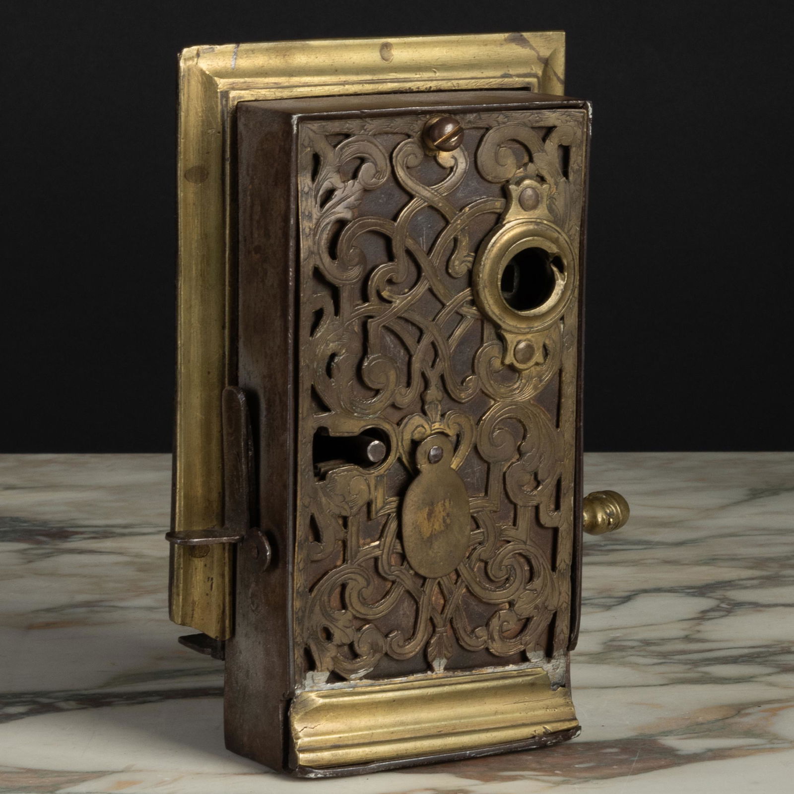 Brass and Steel Door Lock, Probably English Together (1 of 13)