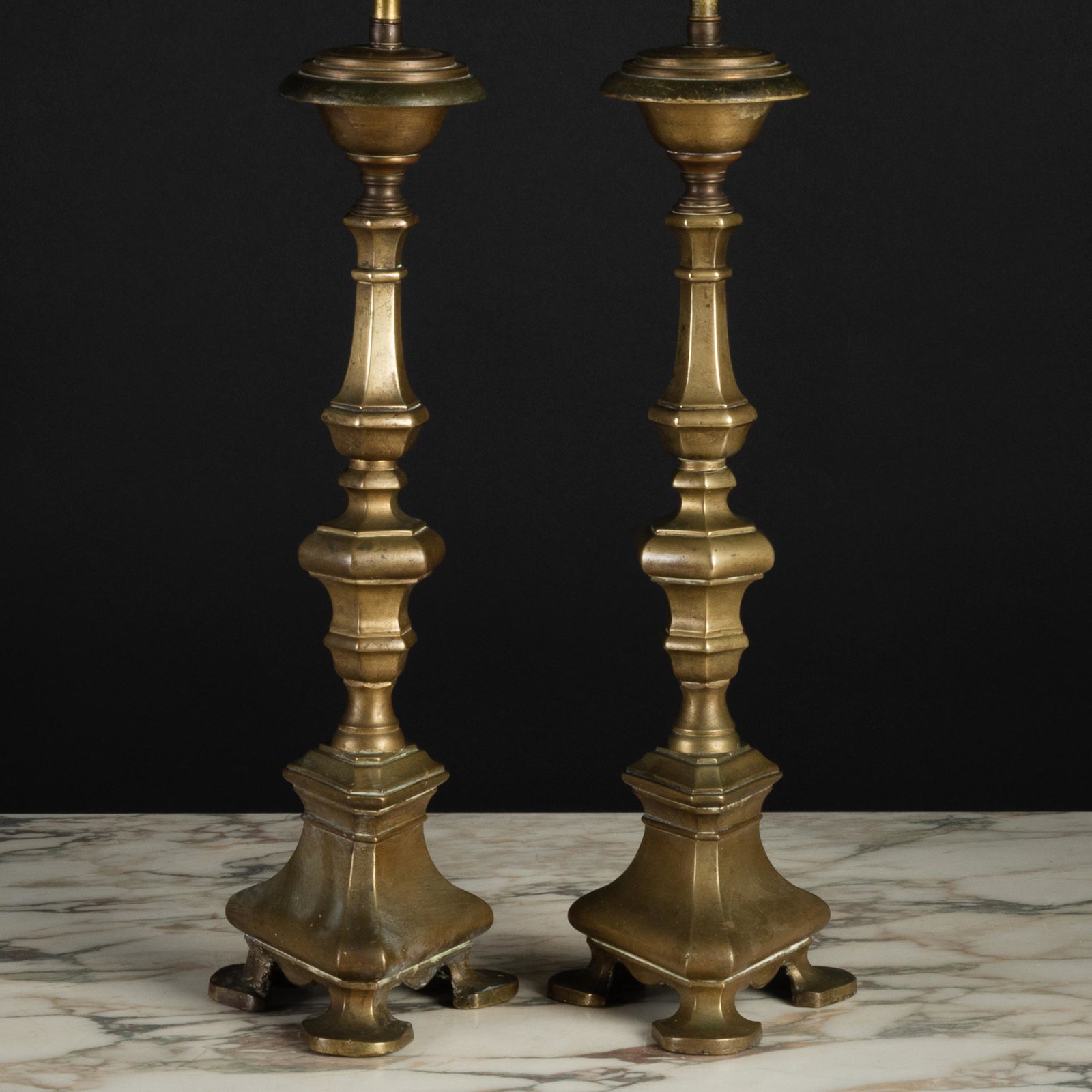 Pair of Continental Baroque Style Brass Candlesticks (1 of 5)