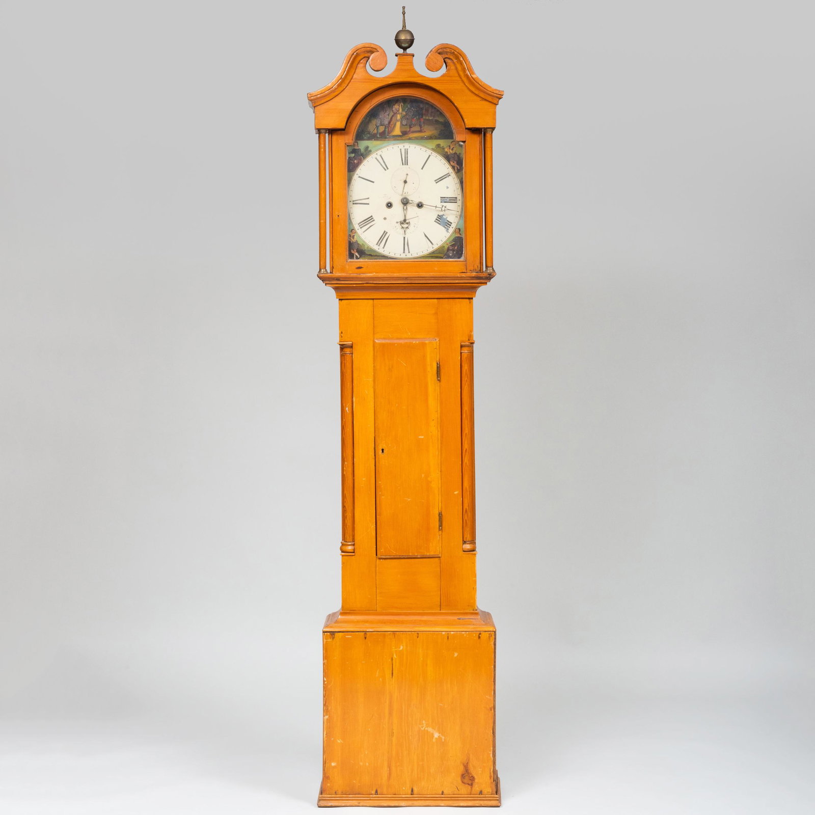 Federal Maple and Pine Long Case Clock The painted: The painted dial signed 'Waverly'. 7 ft. 2 1/2 in. x 19 1/2 x 10 in.