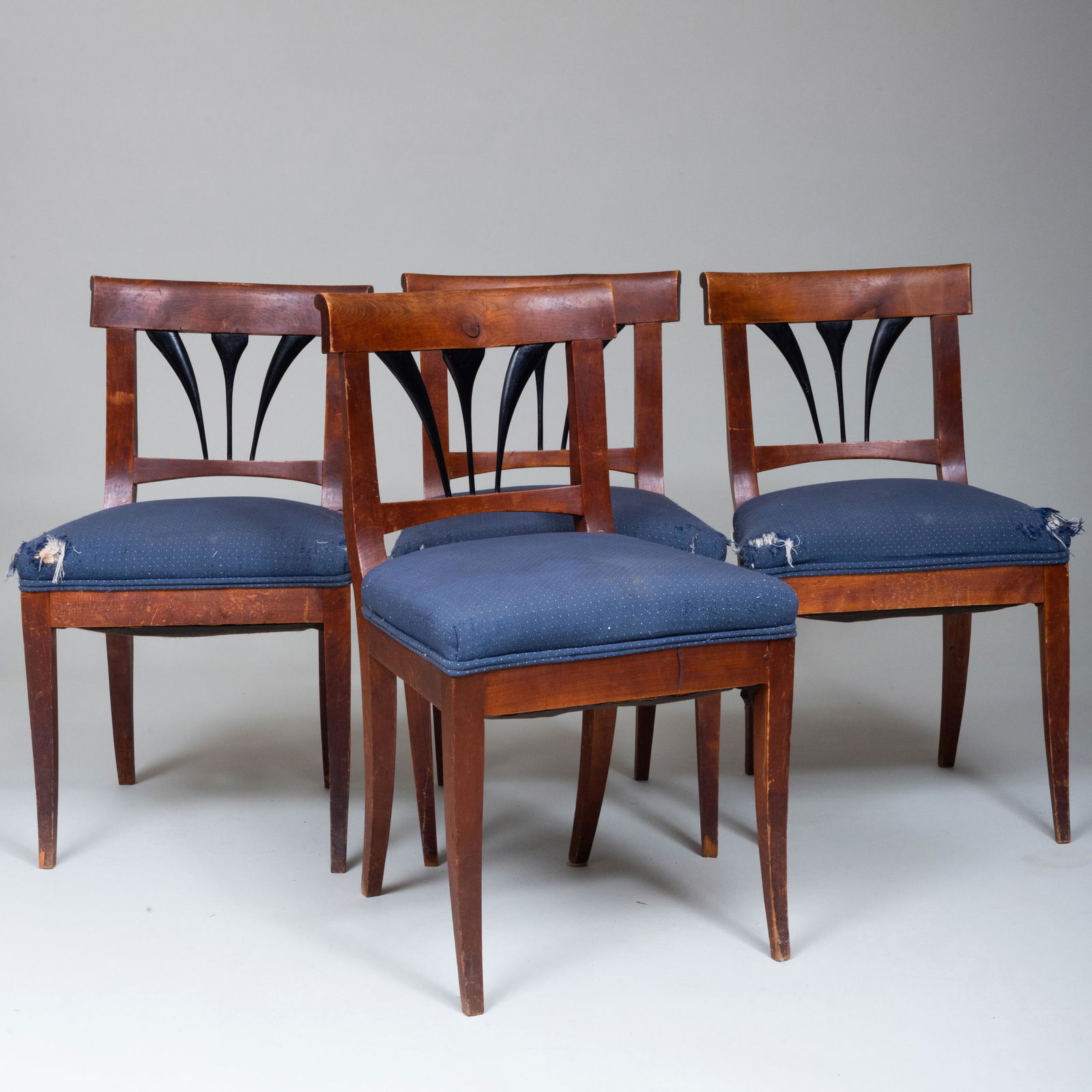 Set of Four Biedermeier Cherry and Ebonized Side Chairs (1 of 8)