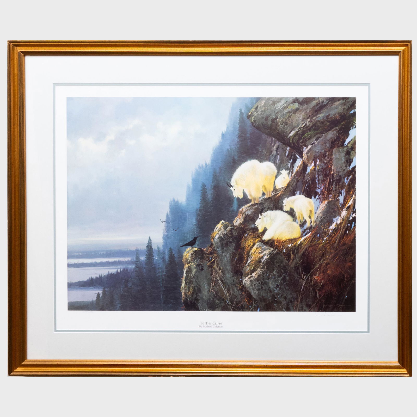 After Michael Coleman: In the Cliffs: After Michael Coleman: In the Cliffs Offset print in colors on paper, signed in pencil, numbered 52/780. 23 x 29 in. (sight), 31 x 37 1/2 in. (frame).