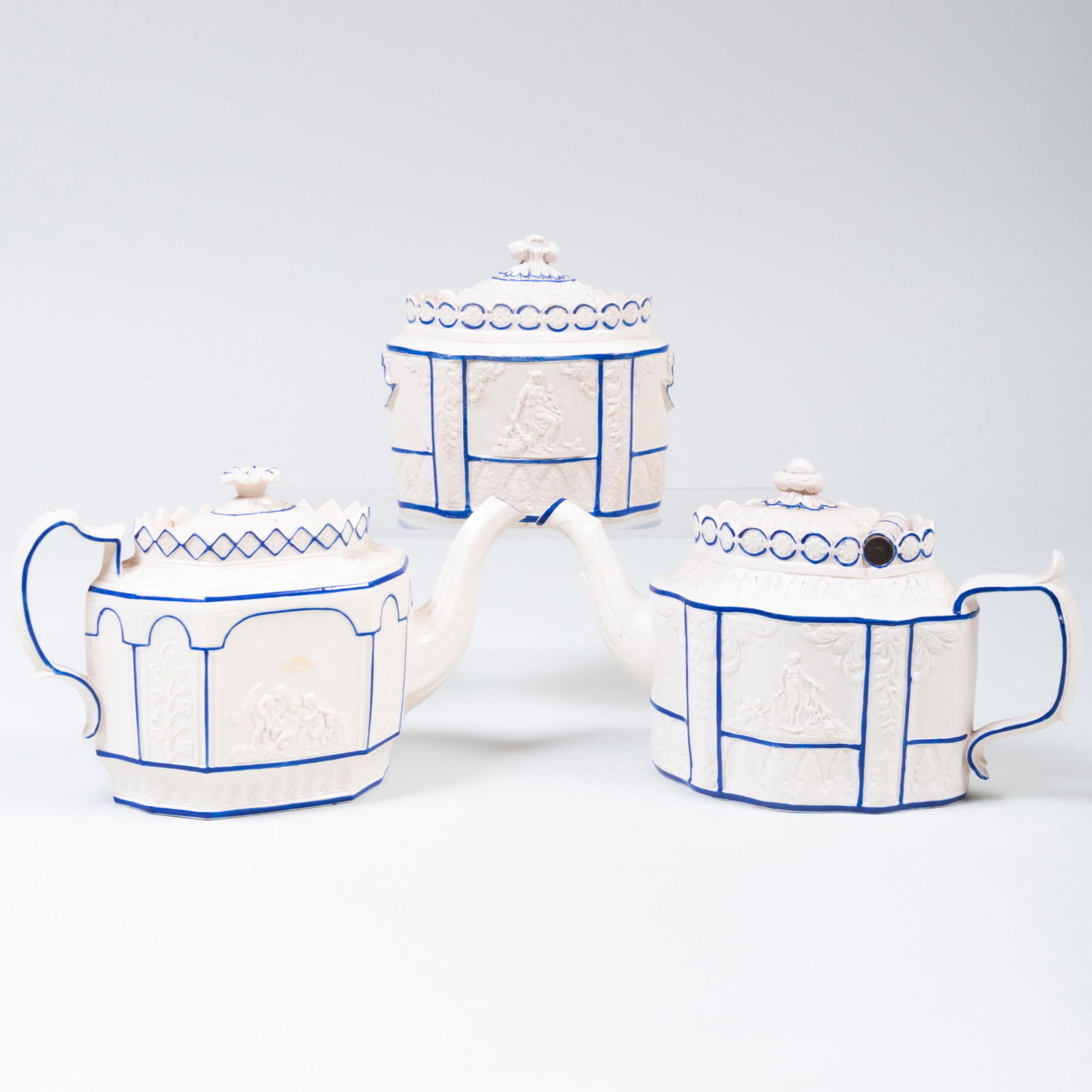 Group of Three Castleford Type Pottery Teawares Molded (1 of 14)