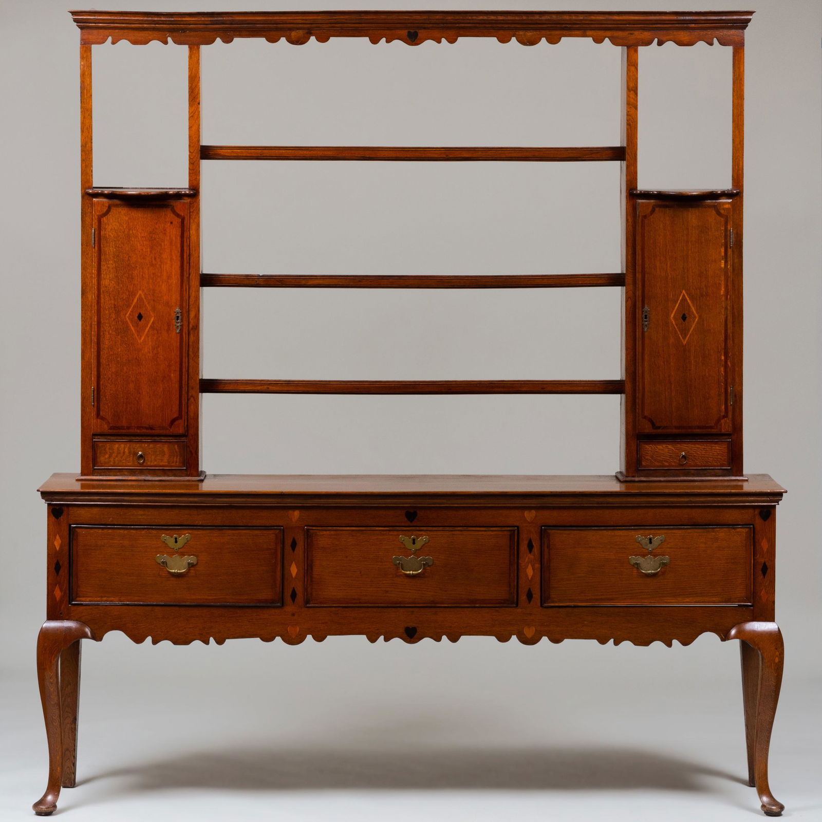 George III Style Inlaid Oak Welsh Dresser (1 of 8)