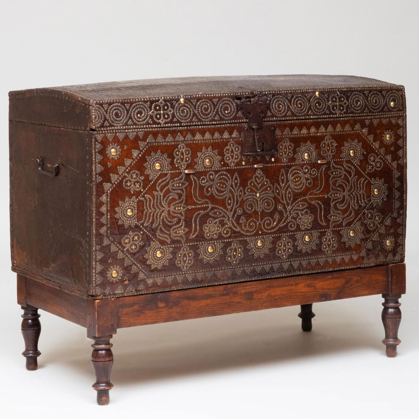 Fine Indo-Dutch Baroque Brass-Studded Leather Trunk on (1 of 9)