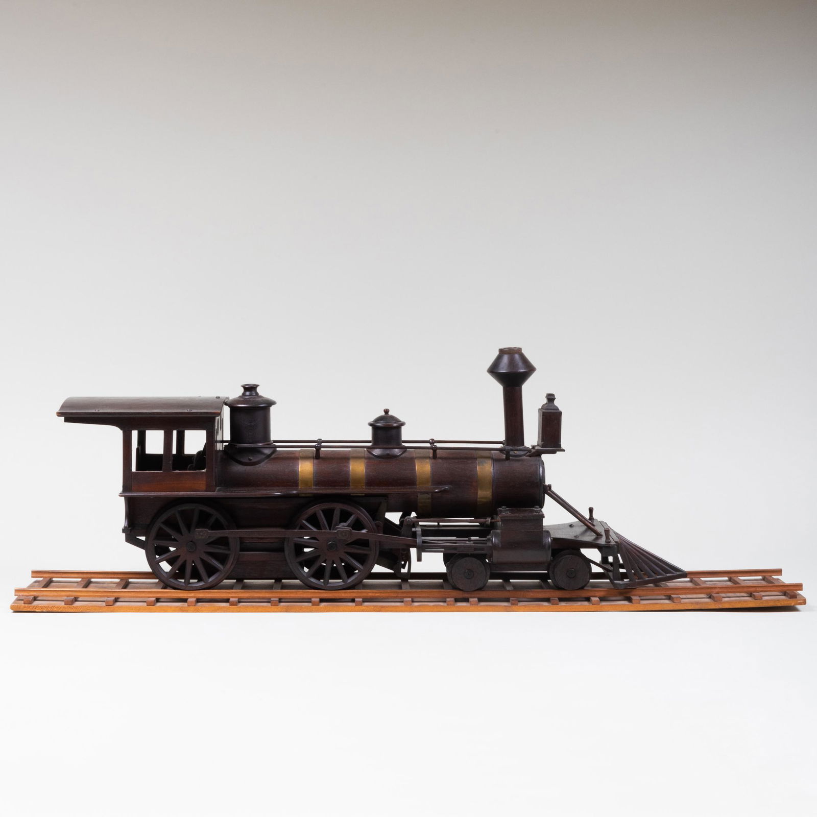 Brass-Mounted Ebonized Wood Model of a Train (1 of 12)