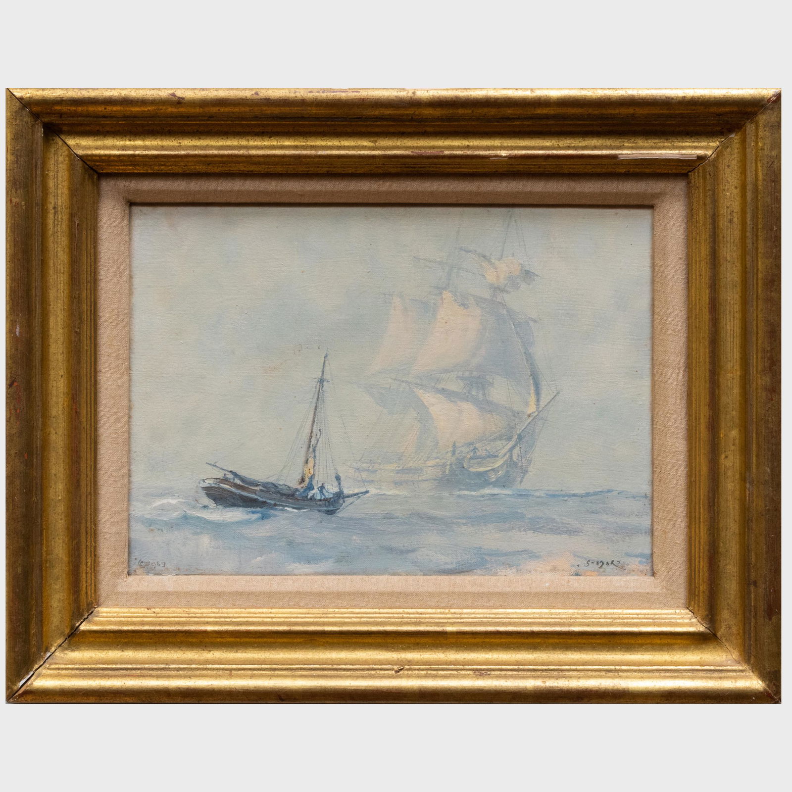 John Stobart (b. 1929): Pilot Meeting Packet Brig (1 of 5)