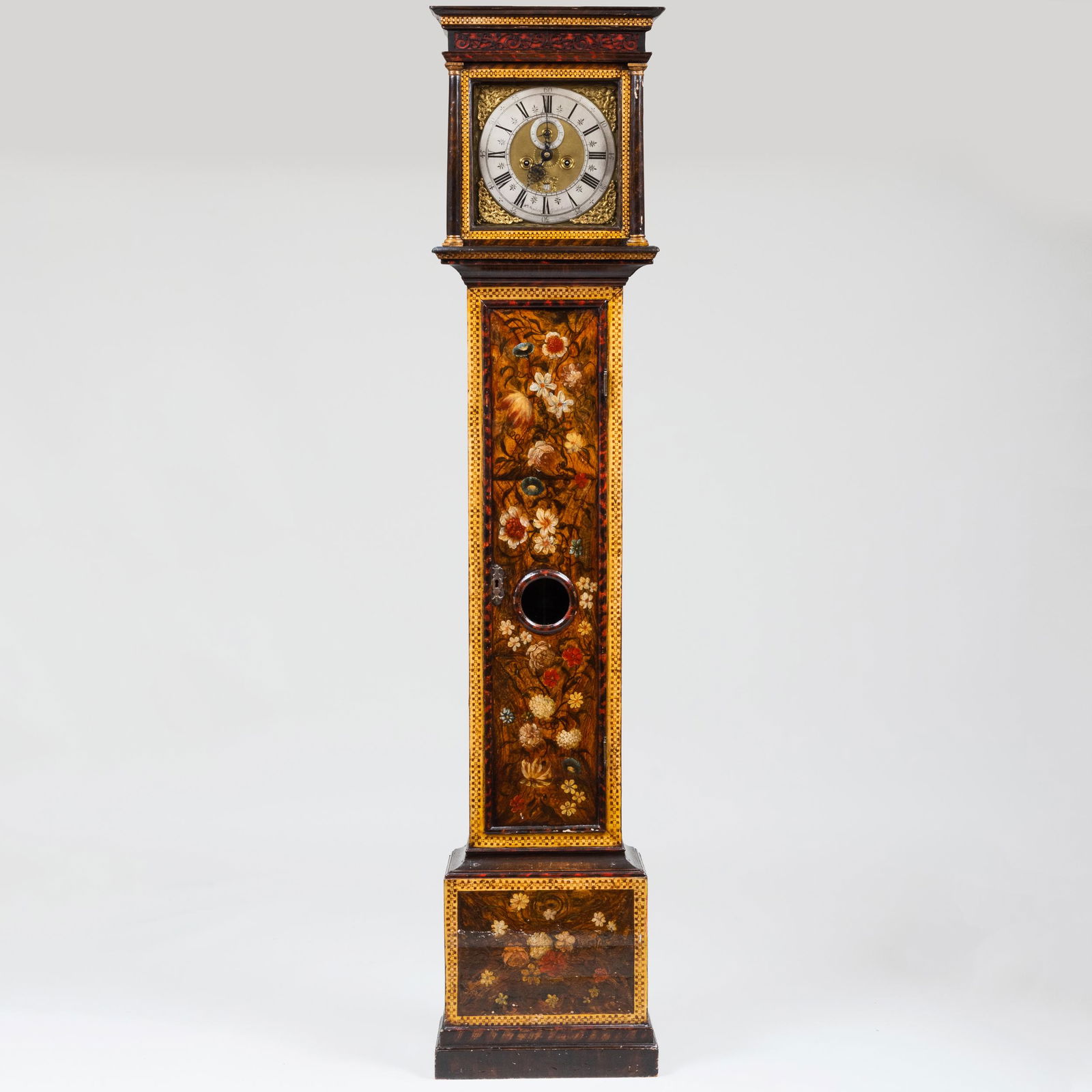 William and Mary Polychrome Painted Long Case Clock, (1 of 9)