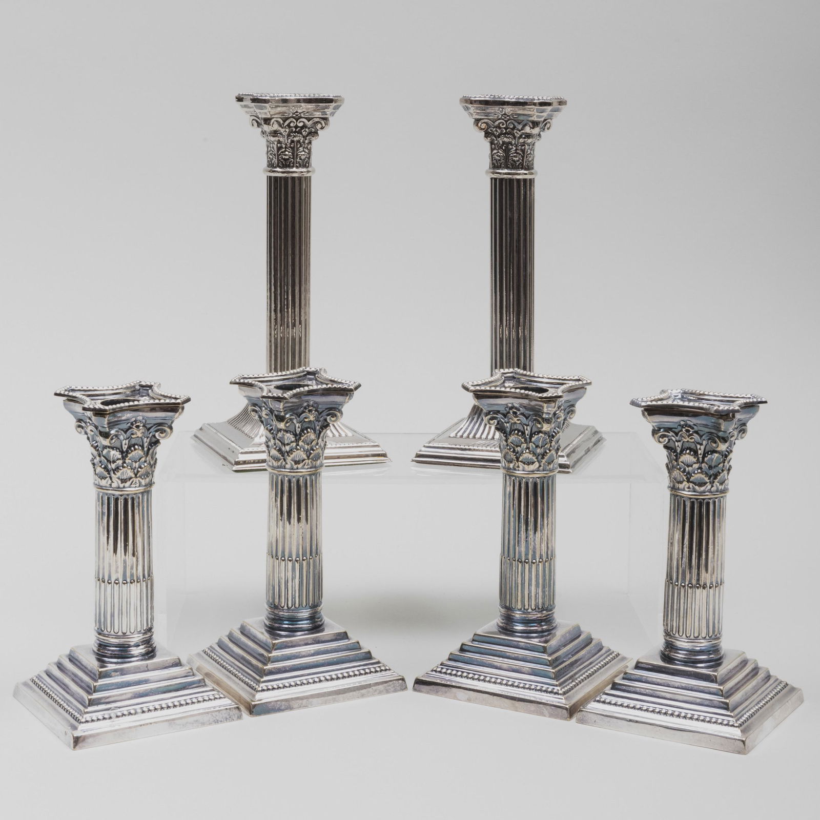 Group of Six Silver Plate Columnar Candlesticks (1 of 19)