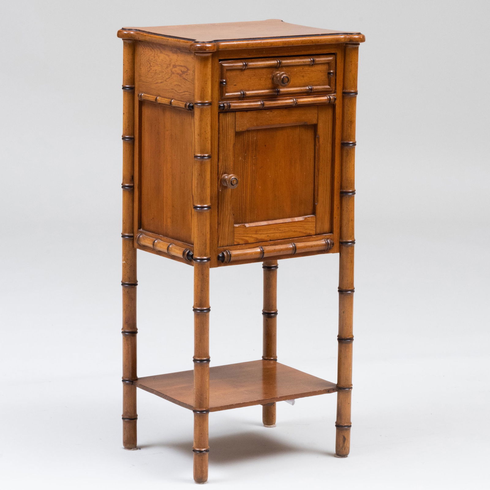 Faux Bamboo and Grained Bedside Table, of Recent (1 of 7)