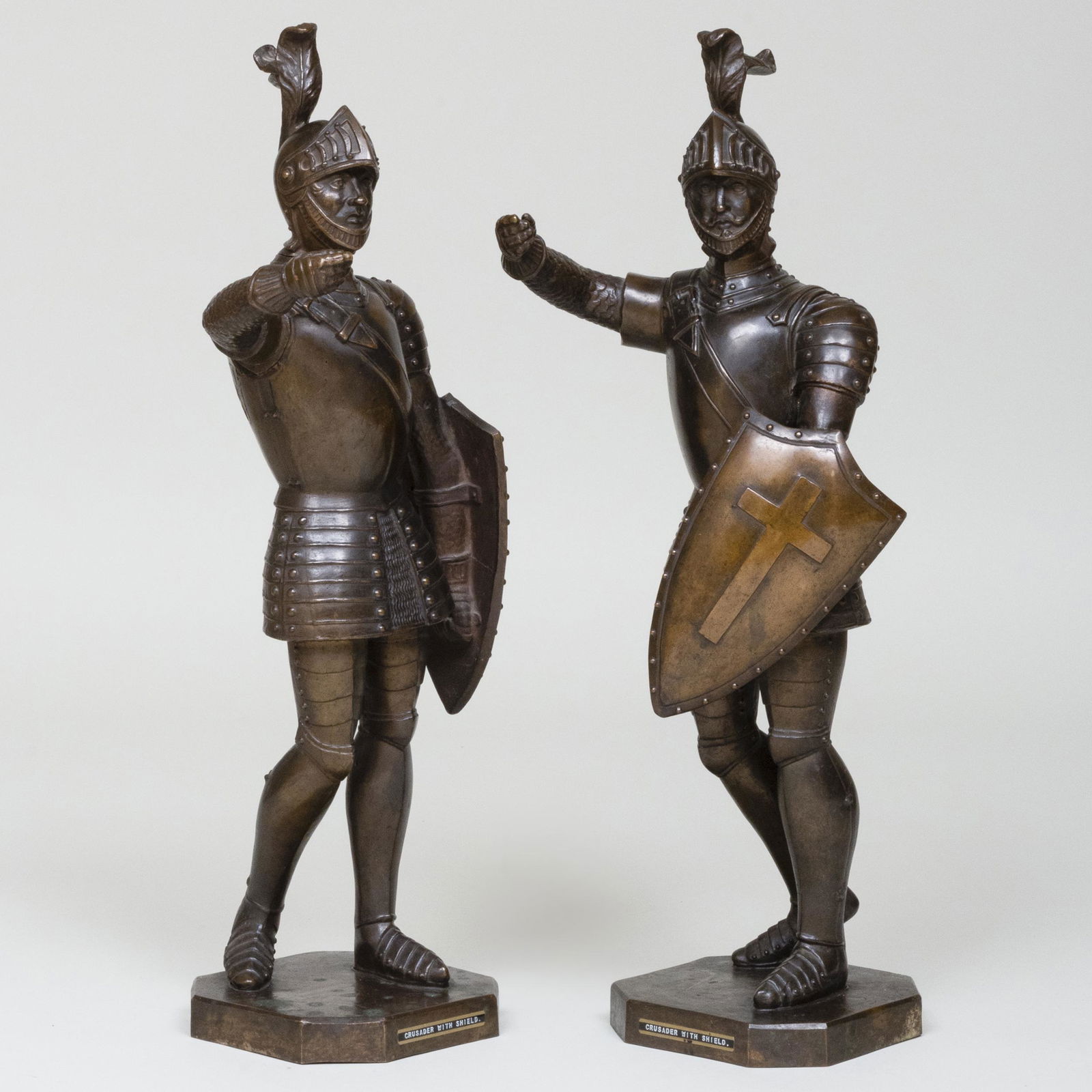 Set of Two Patinated-Bronze Figures of Crusaders (1 of 10)