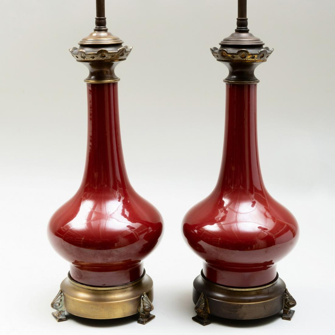 Pair of Chinese Gilt-Metal-Mounted Copper Red Glazed (1 of 6)