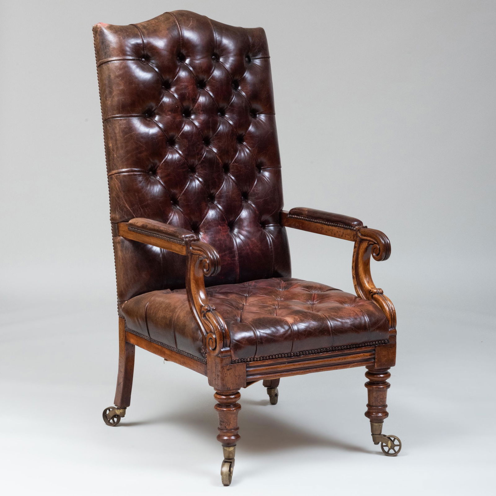 Late George IV Mahogany and Tufted Leather Armchair (1 of 9)