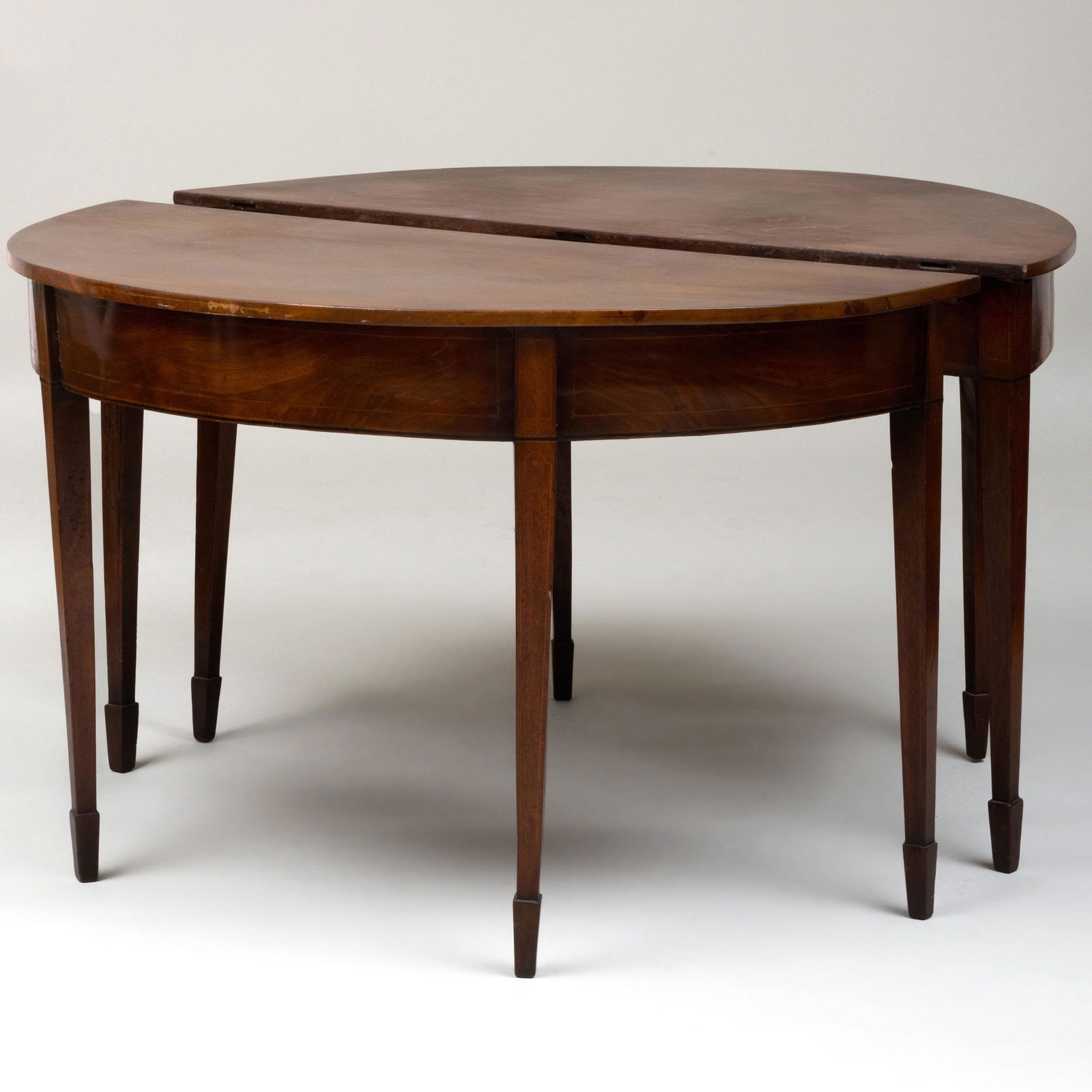 Pair of George III Inlaid Mahogany D-Shaped Tables (1 of 15)