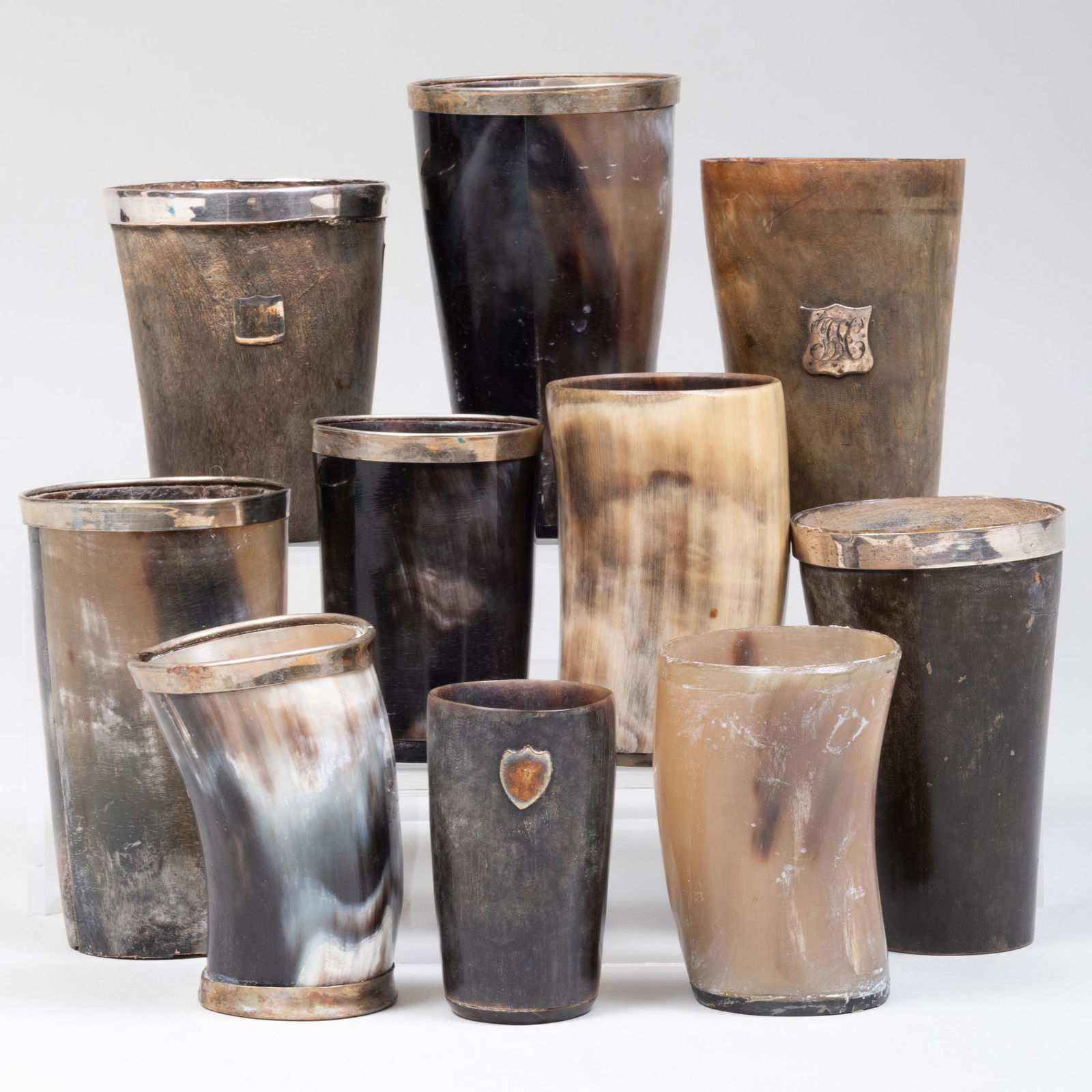 Group of Eight Silver-Mounted Horn Cups and Two Horn (1 of 20)