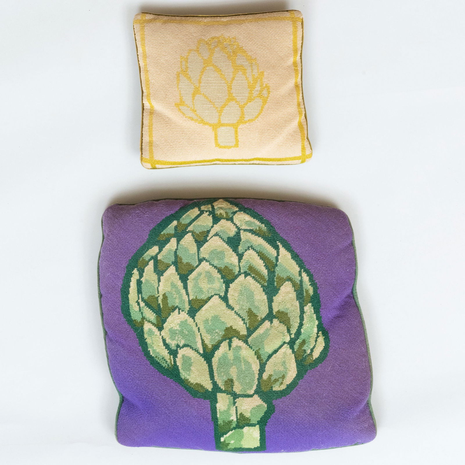Two Needlework Pillows of Artichokes (1 of 2)