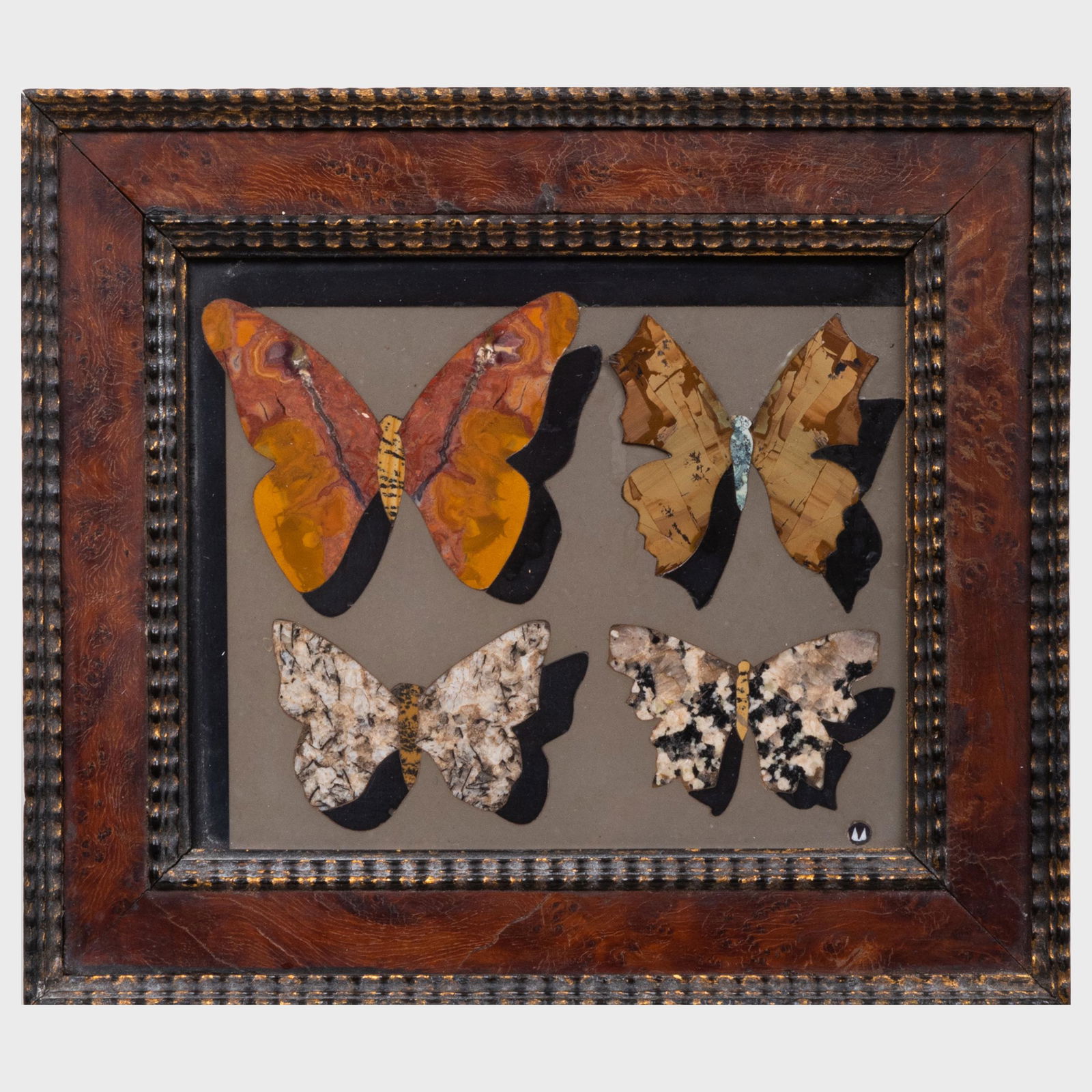 Italian Specimen Marble Picture of Butterflies (1 of 2)