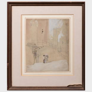 John Gendall (1790-1865): Rugby School: John Gendall (1790-1865): Rugby School Pencil, watercolor and gouache on paper, unsigned, with label from William Drummond, London. 10 x 8 1/4 in. (sheet), 17 x 15 in. (frame). An Artist's Life: The C