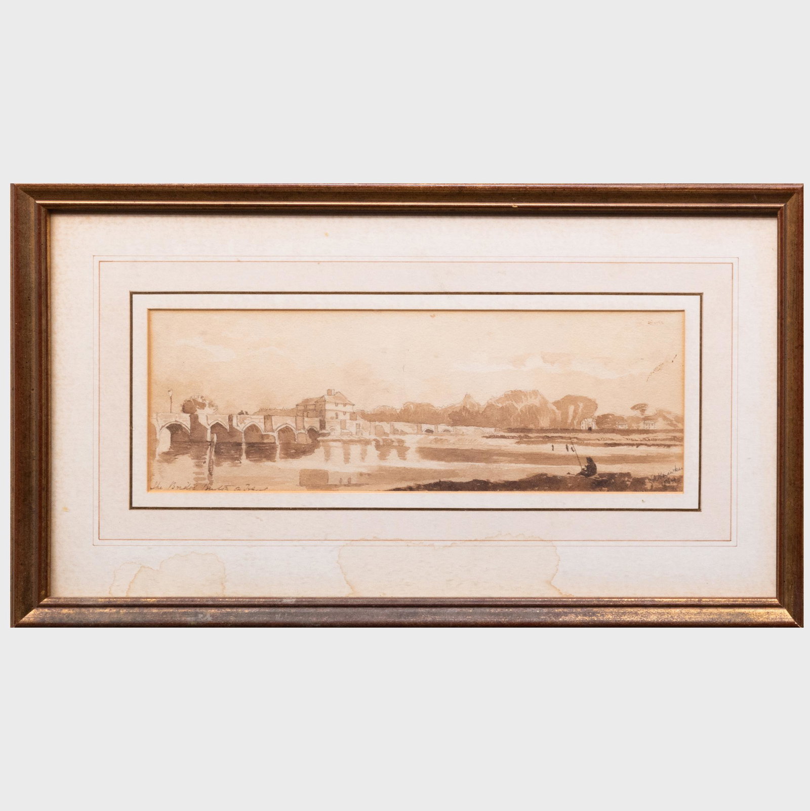 Lionel Grimston Fawkes (1849-1931): The Bridge,: Lionel Grimston Fawkes (1849-1931): The Bridge, Burton-on-Trent Watercolor on paper, 1864, signed 'LG Fawkes' and dated lower right, titled lower left, with label from David Ker Fine Art, London. 6 x 