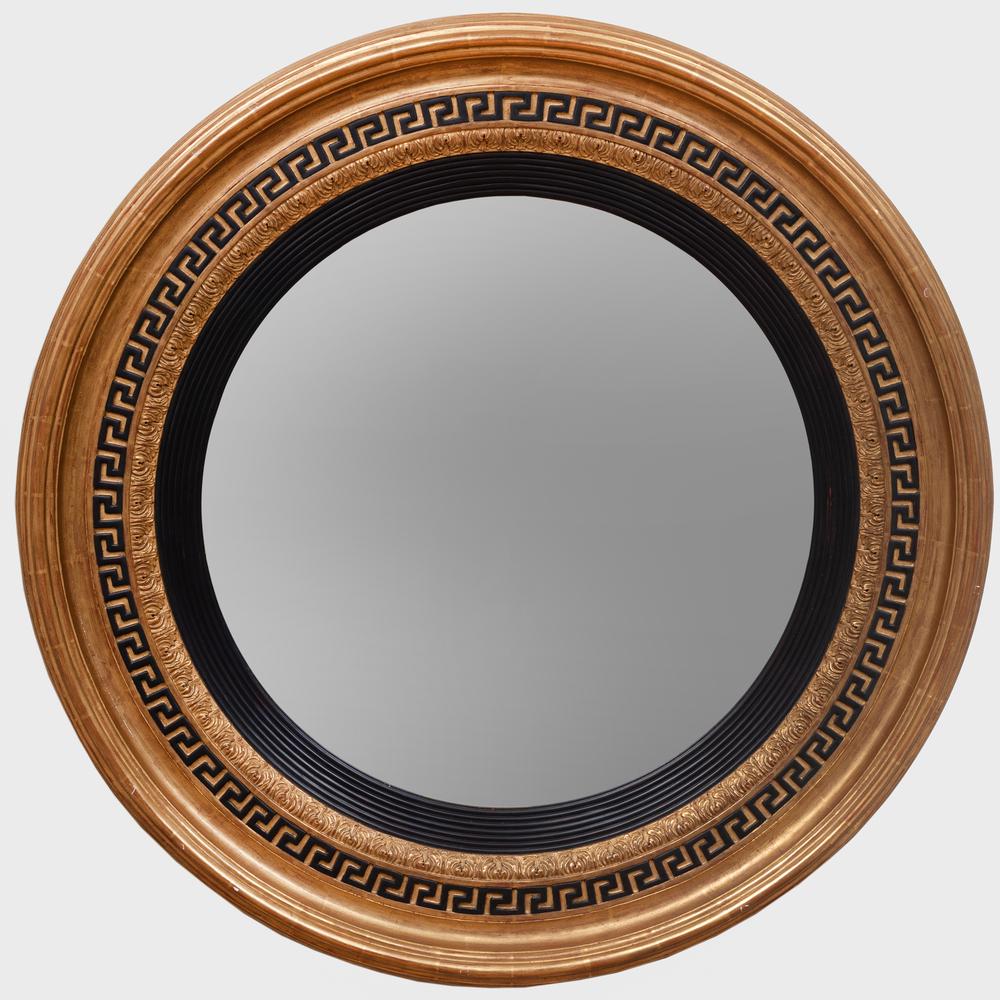 Regency Style Ebonized and Parcel-Gilt Circular Mirror, (1 of 4)