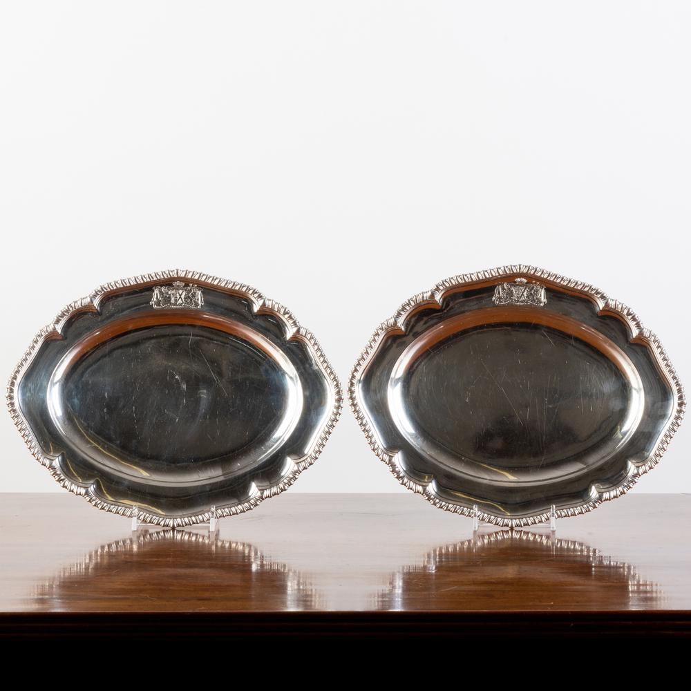 Pair of George III Silver Armorial Meat Dishes (1 of 7)