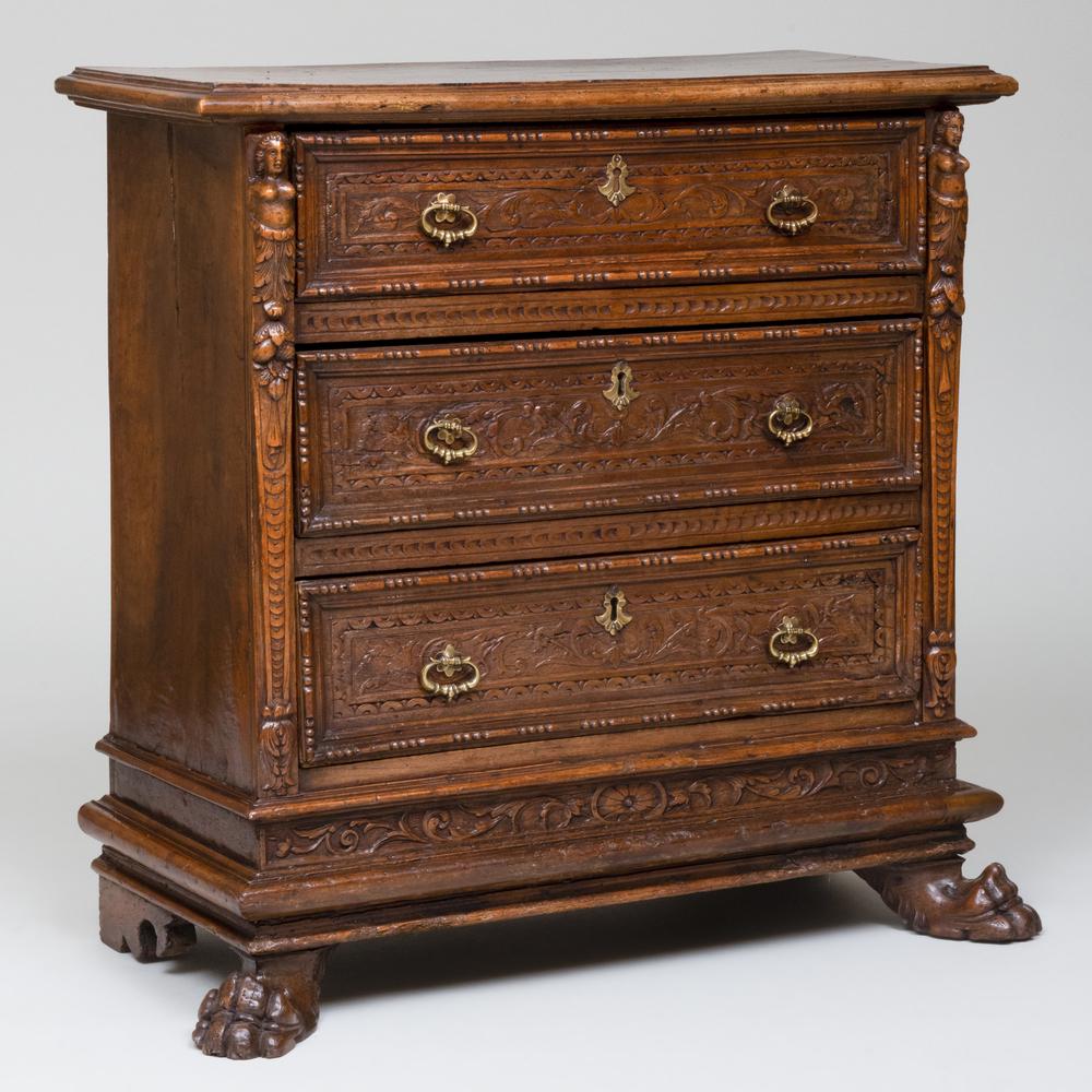 Italian Baroque Carved Walnut Chest of Drawers (1 of 8)