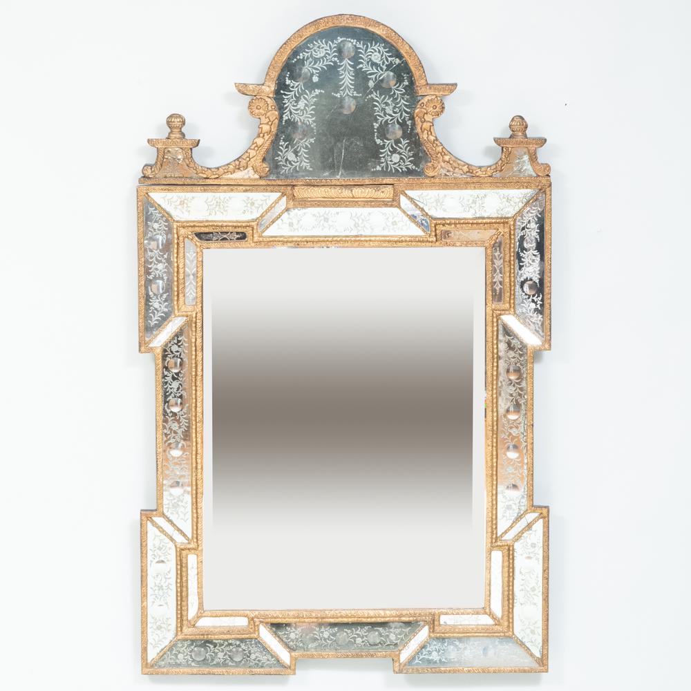 Swedish Baroque Style Etched Glass and Giltwood Mirror (1 of 7)