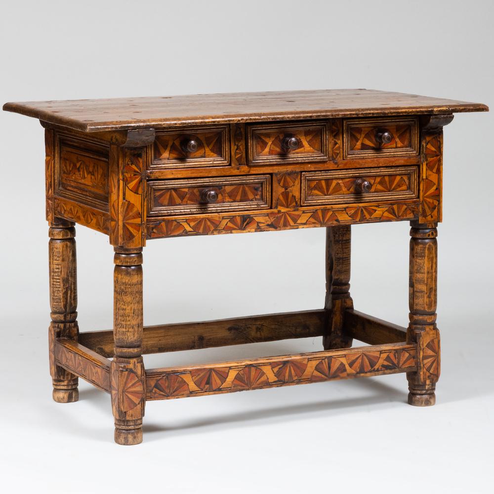 Spanish Colonial Inlaid Wood Tavern Table (1 of 8)