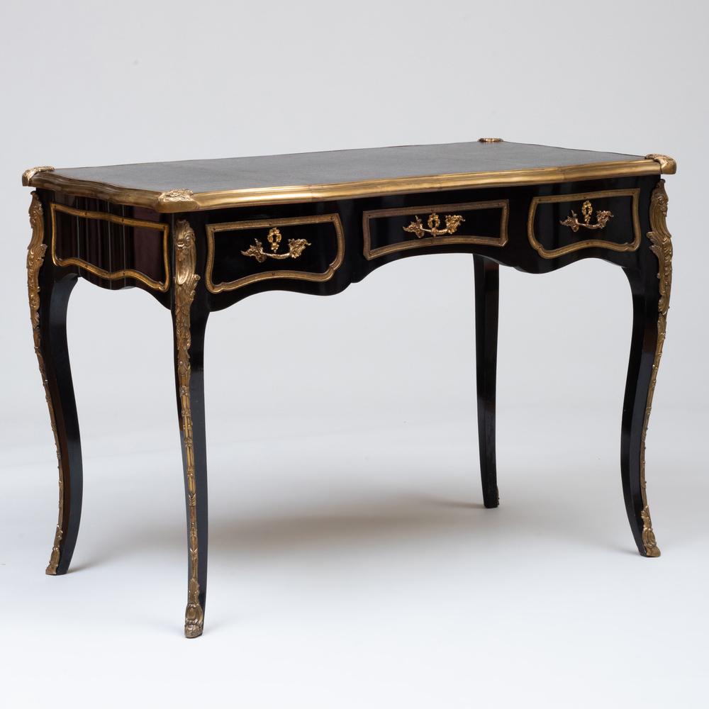 Louis XV Style Ormolu-Mounted Ebonized Bureau Plat (1 of 14)