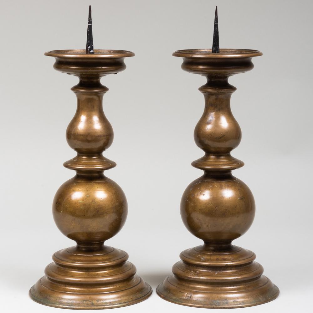 Pair of Continental Bronze Pricket Candlesticks (1 of 6)