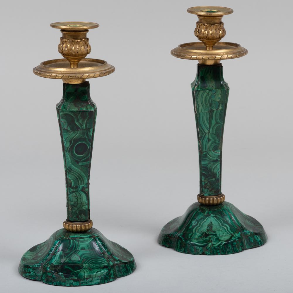 Pair of Gilt-Metal-Mounted Malachite Candlesticks (1 of 6)
