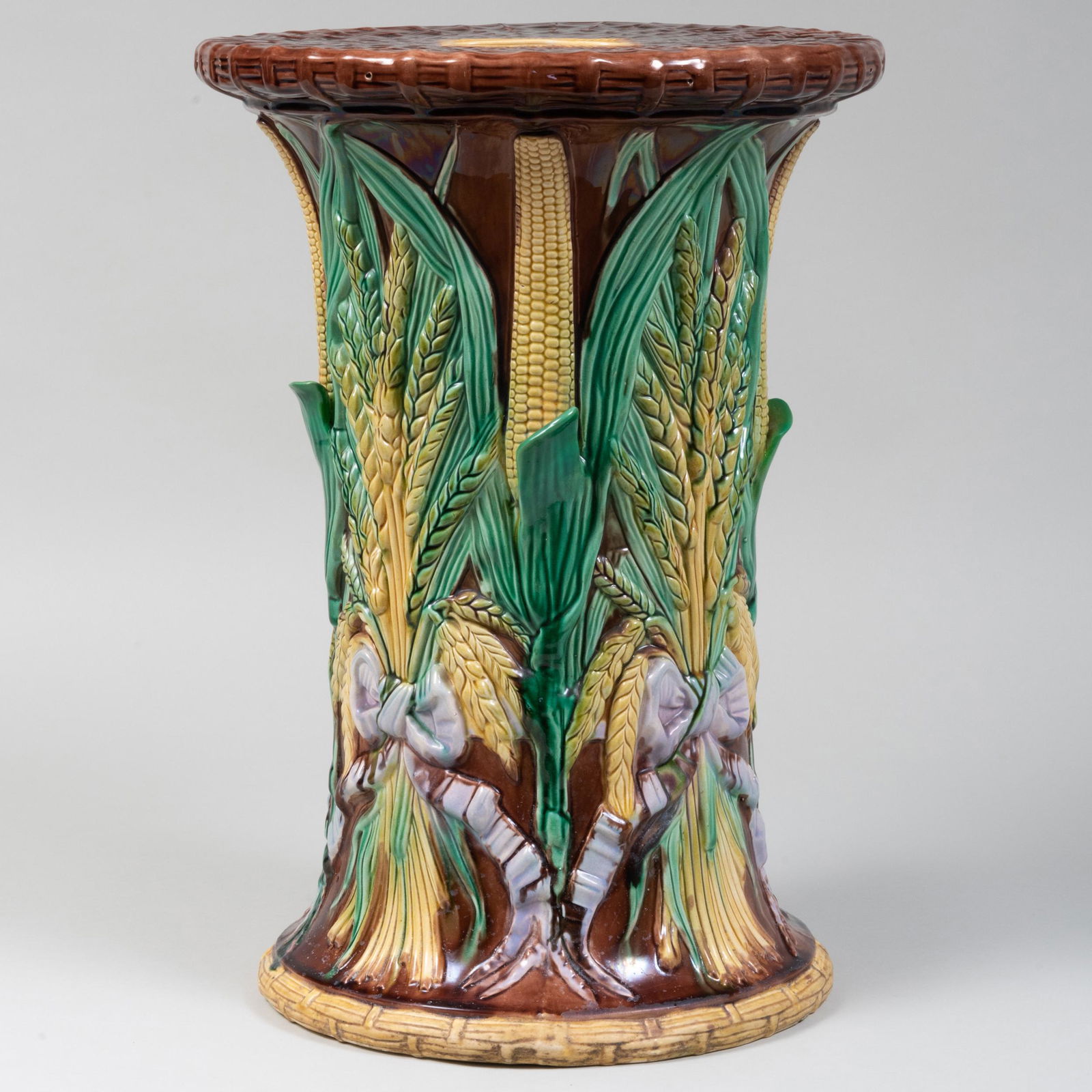 John Adams & Co. Majolica Garden Seat Decorated with Wh (1 of 6)
