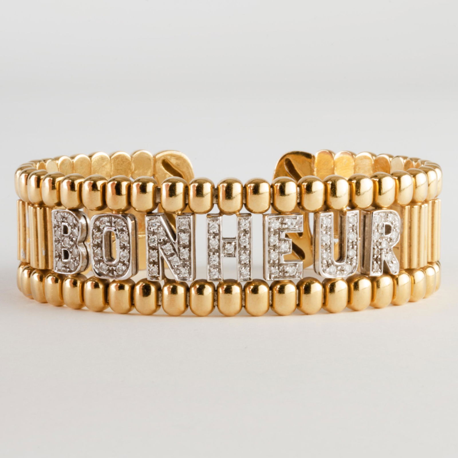 18k Gold and Diamond 'Bonheur' Cuff Bracelet (1 of 7)